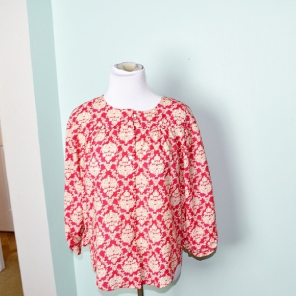 LOFT Tops - LOFT Pink and Beige Print Blouse